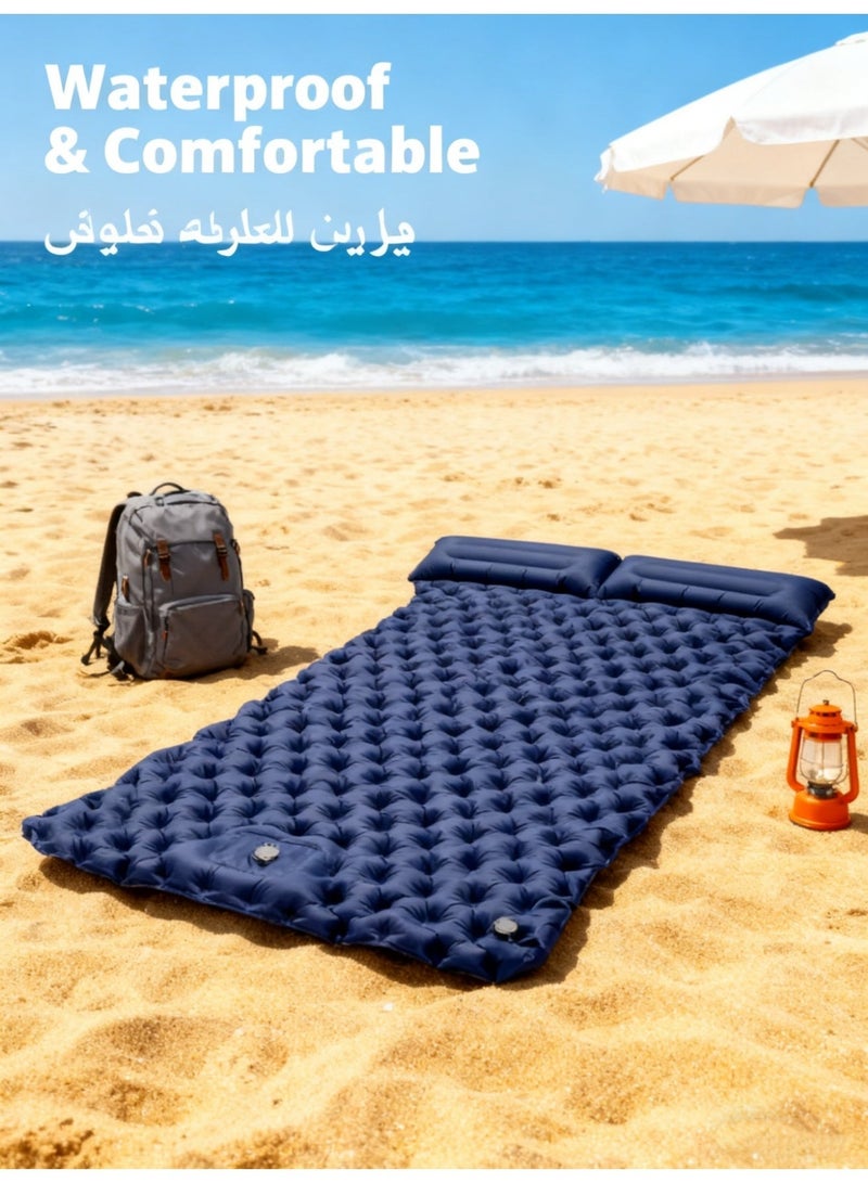 Valiant Glow Emergency Portable Lightweight Sleeping Mat|Double camping sleeping mat | Ultralight camping mat | With pillow | Built-in foot pump | Inflatable sleeping mat |camping mat|sleeping pad| Lightweight and portable | Suitable for camping | Backpacking | Hiking | Tent camping. - Image 3